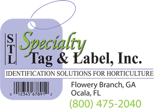 Logo for Specialty Tag and Label Inc., partnering with Sunfire POS to print weather proof garden stake labels in your garden center or remote sales event.