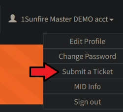 Submitting a Sunfire POS customer support ticket.